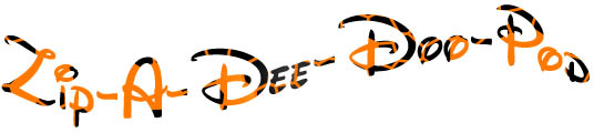 The main title logo for Zip-A-Dee-Doo-Pod, hosted by Aaron Wallace